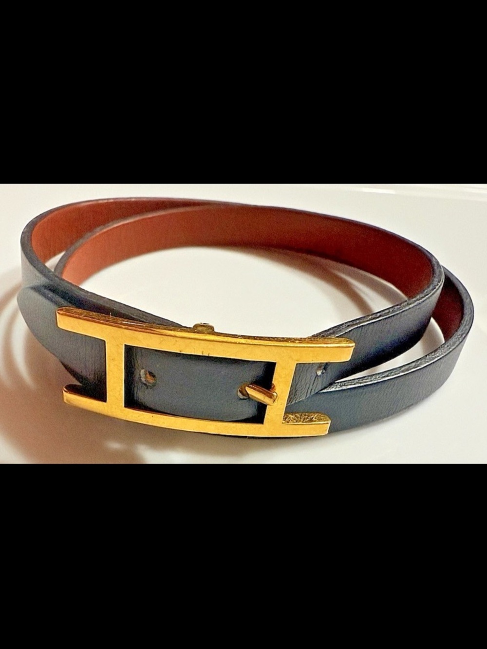 HERMES - Behapi Double Tour BraceletBlack/Faun Reversible